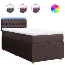 vidaXL sötétbarna szövet rugós ágy matraccal 100 x 200 cm (3289677) ágy és ágykellék