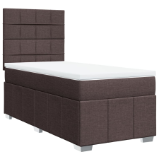 vidaXL sötétbarna szövet rugós ágy matraccal 100 x 200 cm (3291582) ágy és ágykellék