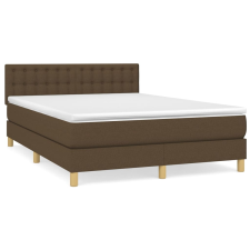 vidaXL sötétbarna szövet rugós ágy matraccal 140 x 190 cm (3140932) ágy és ágykellék