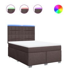 vidaXL sötétbarna szövet rugós ágy matraccal 140 x 190 cm (3292786) ágy és ágykellék