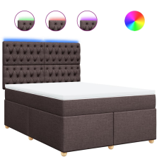 vidaXL sötétbarna szövet rugós ágy matraccal 140 x 190 cm (3293585) ágy és ágykellék