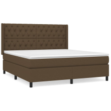 vidaXL sötétbarna szövet rugós ágy matraccal 160 x 200 cm (3131684) ágy és ágykellék