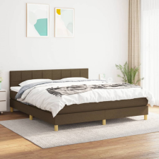 vidaXL sötétbarna szövet rugós ágy matraccal 180 x 200 cm ágy és ágykellék