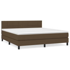 vidaXL sötétbarna szövet rugós ágy matraccal 180 x 200 cm (3140076) ágy és ágykellék