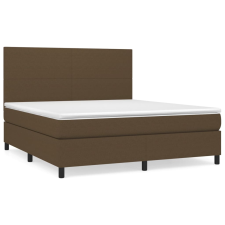 vidaXL sötétbarna szövet rugós ágy matraccal 180 x 200 cm (3141636) ágy és ágykellék