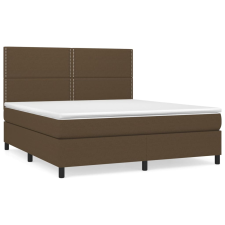 vidaXL sötétbarna szövet rugós ágy matraccal 180 x 200 cm (3141716) ágy és ágykellék