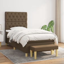vidaXL sötétbarna szövet rugós ágy matraccal 80 x 200 cm ágy és ágykellék