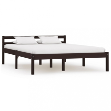 vidaXL Sötétbarna tömör fenyőfa ágykeret 120 x 200 cm ágy és ágykellék