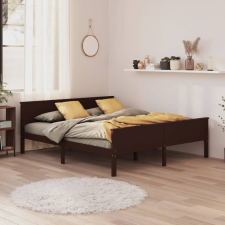 vidaXL sötétbarna tömör fenyőfa ágykeret 180 x 200 cm ágy és ágykellék