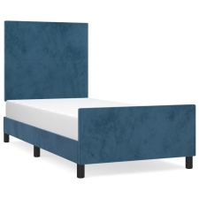 vidaXL sötétkék bársony ágykeret fejtámlával 100x200 cm (3125621) ágy és ágykellék