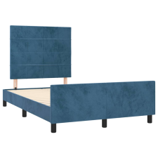 vidaXL sötétkék bársony ágykeret fejtámlával 120x190 cm (3270582) ágy és ágykellék
