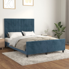 vidaXL sötétkék bársony ágykeret fejtámlával 140 x 200 cm ágy és ágykellék