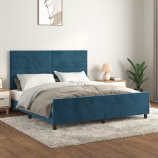 vidaXL sötétkék bársony ágykeret fejtámlával 160 x 200 cm ágy és ágykellék