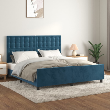 vidaXL sötétkék bársony ágykeret fejtámlával 160 x 200 cm ágy és ágykellék