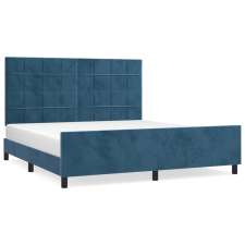 vidaXL sötétkék bársony ágykeret fejtámlával 160 x 200 cm (3125767) ágy és ágykellék