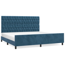 vidaXL sötétkék bársony ágykeret fejtámlával 200 x 200 cm (3125962) ágy és ágykellék