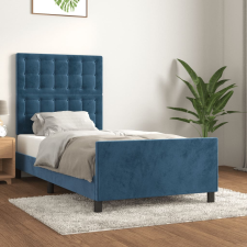 vidaXL sötétkék bársony ágykeret fejtámlával 90x200 cm ágy és ágykellék