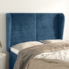 vidaXL sötétkék bársony fejtámla szárnyakkal 147 x 23 x 118/128 cm ágy és ágykellék