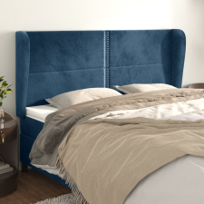 vidaXL sötétkék bársony fejtámla szárnyakkal 183x23x118/128 cm ágy és ágykellék