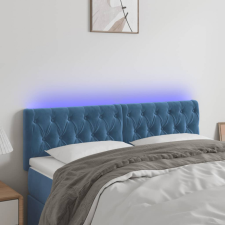 vidaXL sötétkék bársony LED-es fejtámla 144 x 7 x 78/88 cm ágy és ágykellék