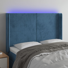 vidaXL sötétkék bársony LED-es fejtámla 147x16x118/128 cm ágy és ágykellék