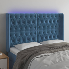 vidaXL sötétkék bársony LED-es fejtámla 163x16x118/128 cm ágy és ágykellék