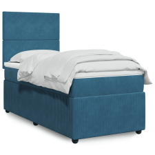 vidaXL sötétkék bársony rugós ágy matraccal 100 x 200 cm ágy és ágykellék