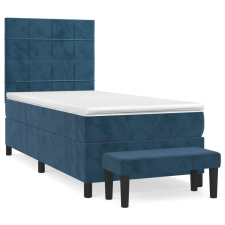 vidaXL sötétkék bársony rugós ágy matraccal 100 x 200 cm (3137831) ágy és ágykellék
