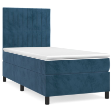 vidaXL sötétkék bársony rugós ágy matraccal 100 x 200 cm (3143131) ágy és ágykellék