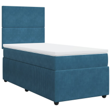 vidaXL sötétkék bársony rugós ágy matraccal 100 x 200 cm (3292260) ágy és ágykellék
