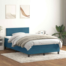 vidaXL sötétkék bársony rugós ágy matraccal 120x210 cm ágy és ágykellék