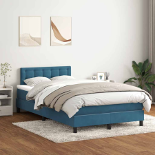 vidaXL sötétkék bársony rugós ágy matraccal 120x210 cm ágy és ágykellék