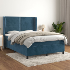 vidaXL sötétkék bársony rugós ágy matraccal 140x190 cm ágy és ágykellék