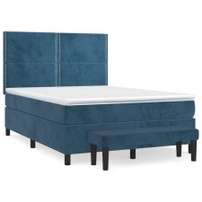vidaXL sötétkék bársony rugós ágy matraccal 140x190 cm ágy és ágykellék