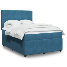vidaXL sötétkék bársony rugós ágy matraccal 140x190 cm ágy és ágykellék