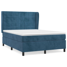 vidaXL sötétkék bársony rugós ágy matraccal 140x190 cm (3129211) ágy és ágykellék