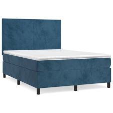 vidaXL sötétkék bársony rugós ágy matraccal 140x190 cm (3142903) ágy és ágykellék