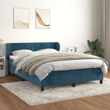 vidaXL sötétkék bársony rugós ágy matraccal 140x200 cm ágy és ágykellék