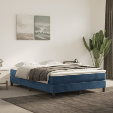 vidaXL sötétkék bársony rugós ágy matraccal 140x200 cm ágy és ágykellék