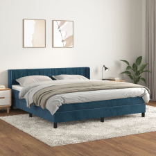 vidaXL sötétkék bársony rugós ágy matraccal 160x200 cm ágy és ágykellék
