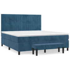 vidaXL sötétkék bársony rugós ágy matraccal 160x200 cm (3137975) ágy és ágykellék