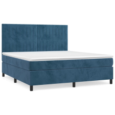 vidaXL sötétkék bársony rugós ágy matraccal 160x200 cm (3143155) ágy és ágykellék