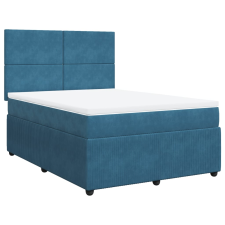 vidaXL sötétkék bársony rugós ágy matraccal 160x200 cm (3292380) ágy és ágykellék