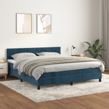 vidaXL sötétkék bársony rugós ágy matraccal 180x200 cm ágy és ágykellék