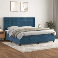 vidaXL sötétkék bársony rugós ágy matraccal 200x200 cm ágy és ágykellék