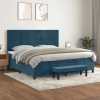 vidaXL sötétkék bársony rugós ágy matraccal 200x200 cm