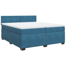vidaXL sötétkék bársony rugós ágy matraccal 200x200 cm (3286400) ágy és ágykellék