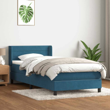 vidaXL sötétkék bársony rugós ágy matraccal 80x220 cm ágy és ágykellék