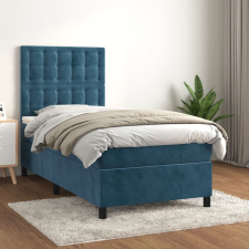 vidaXL sötétkék bársony rugós ágy matraccal 90 x 200 cm ágy és ágykellék