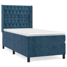 vidaXL sötétkék bársony rugós ágy matraccal 90 x 200 cm (3132841) ágy és ágykellék